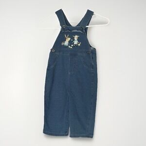 John Deere Toddler Overalls 24M Blue Denim Farm Animal Embroidered Overalls